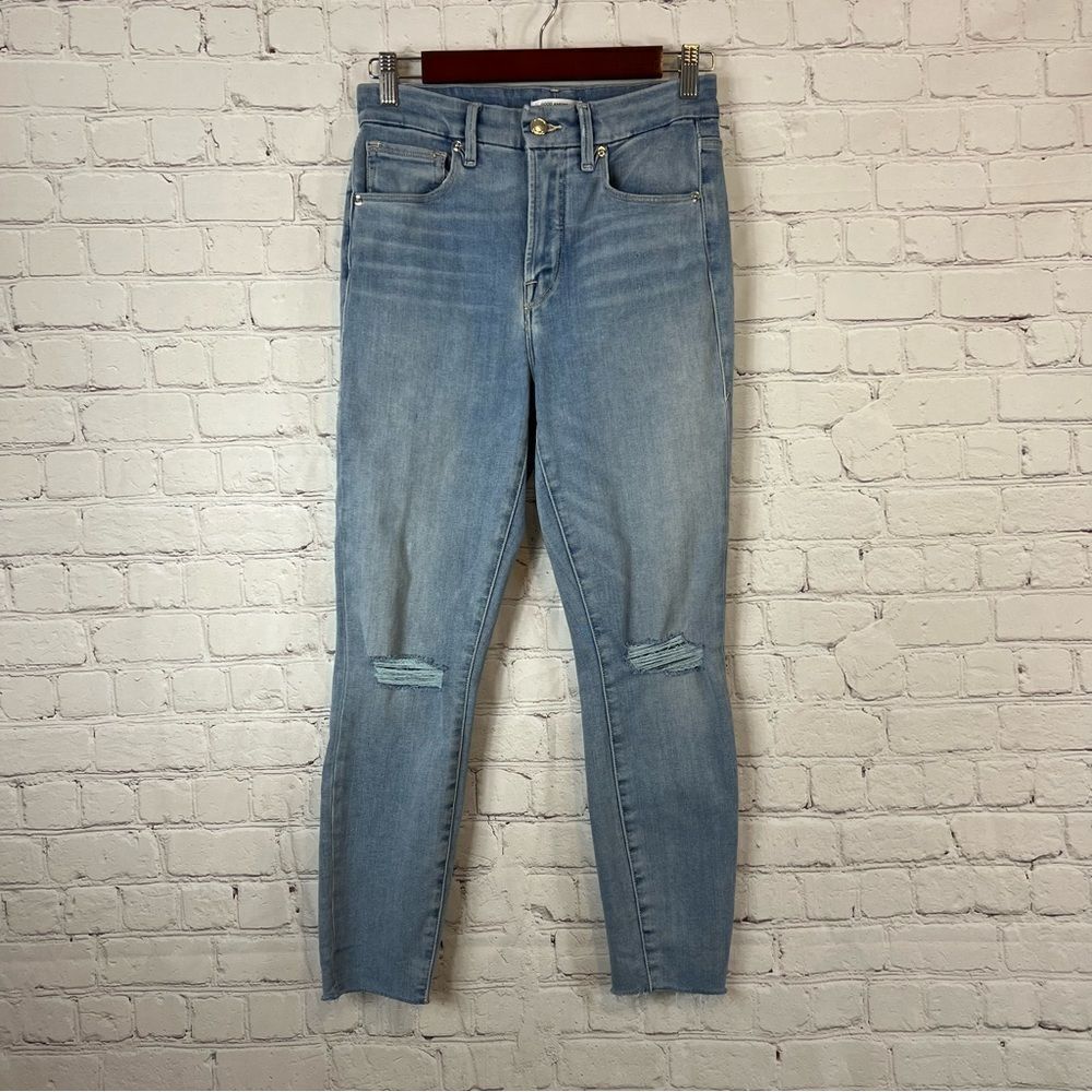 Good American GOOD WAIST CROP RAW EDGE Blue 352 size 4/27